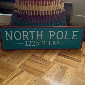 3/$28 Christmas Santa North Pole directions metal “road” sign